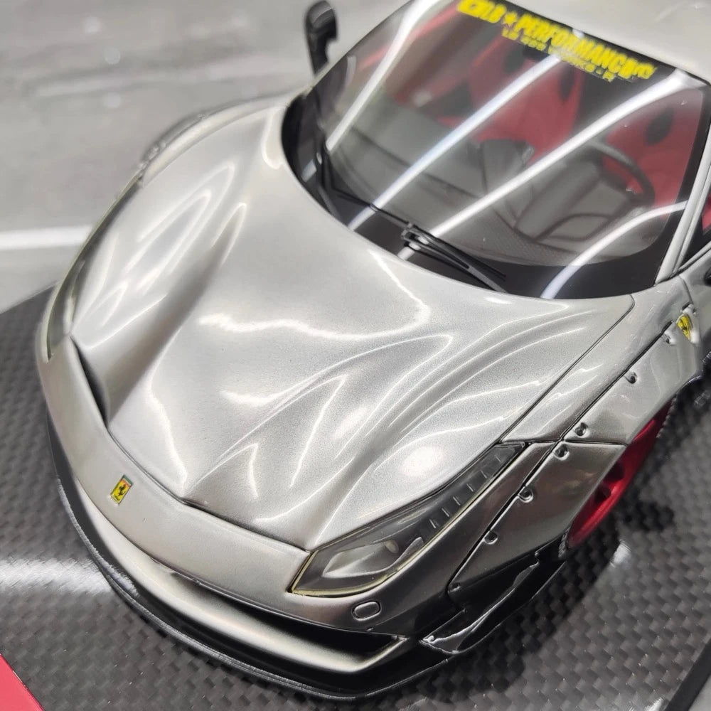 [Liberty Walk] 1:18 Ferrari 2018 488 LBWK Silver Model Car Resin