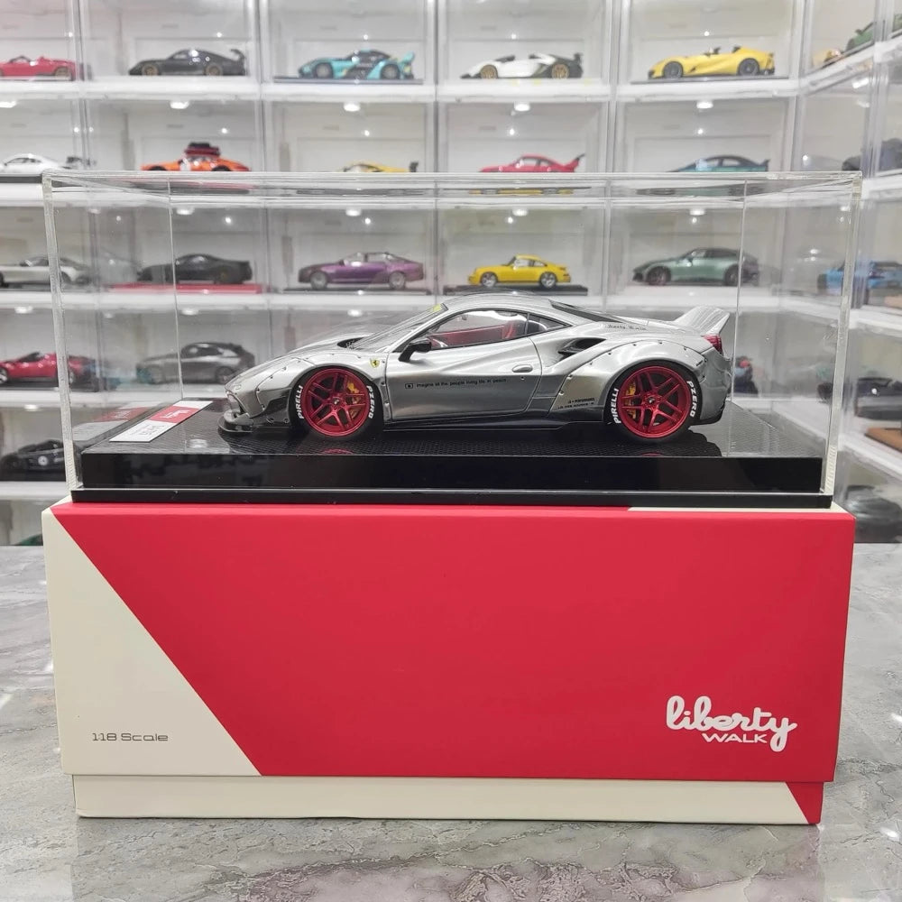 [Liberty Walk] 1:18 Ferrari 2018 488 LBWK Silver Model Car Resin