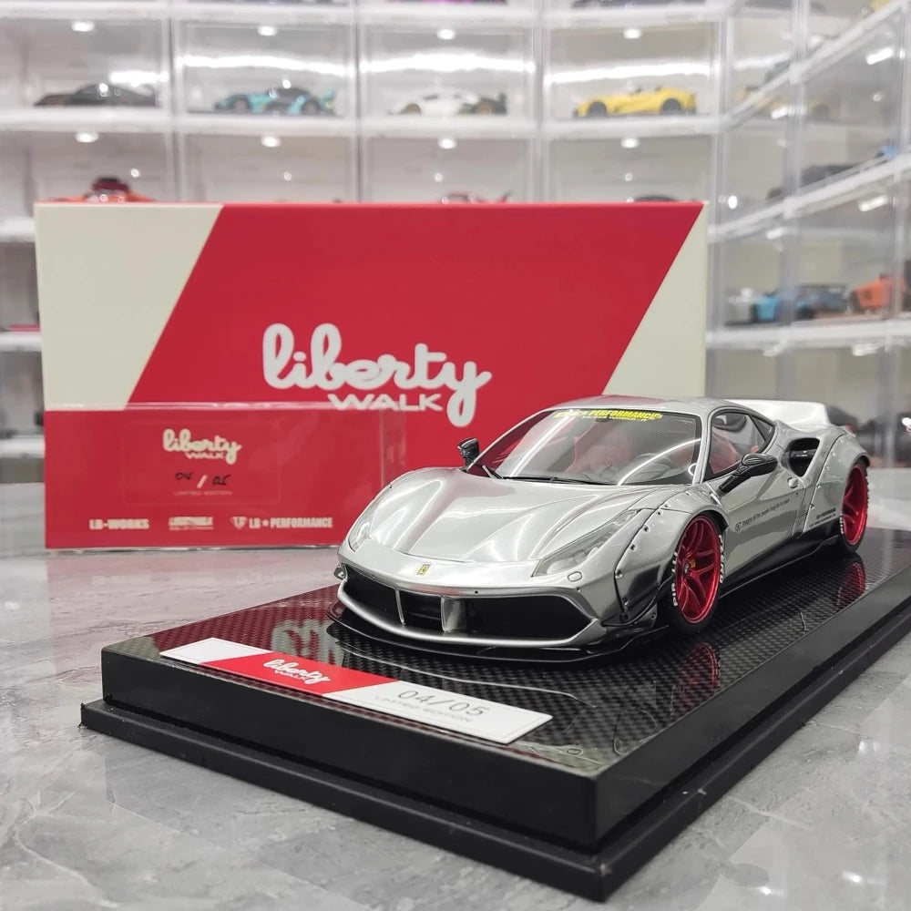 [Liberty Walk] 1:18 Ferrari 2018 488 LBWK Silver Model Car Resin