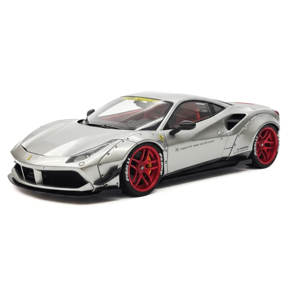 [Liberty Walk] 1:18 Ferrari 2018 488 LBWK Silver Model Car Resin