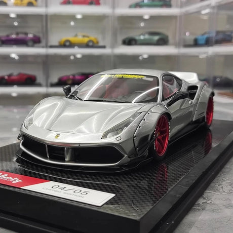 [Liberty Walk] 1:18 Ferrari 2018 488 LBWK Silver Model Car Resin