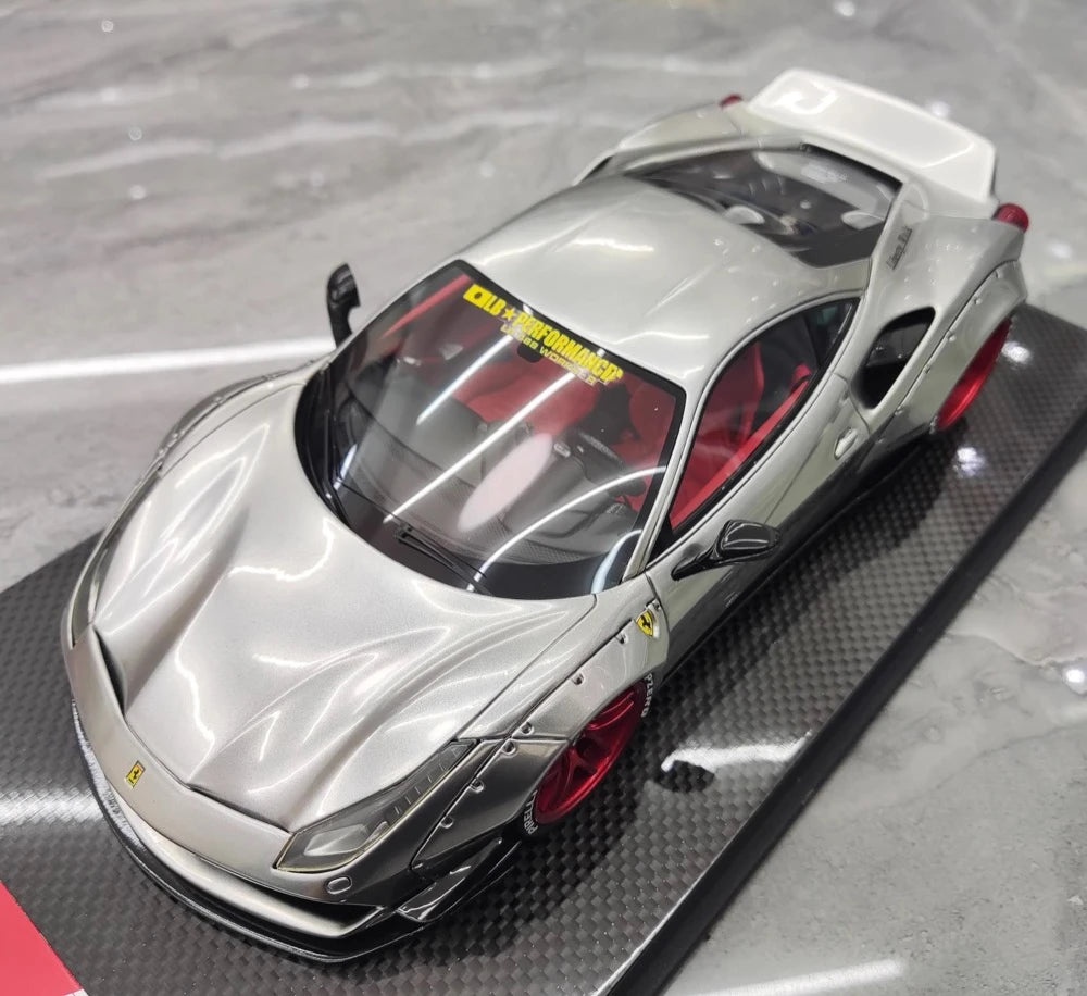 [Liberty Walk] 1:18 Ferrari 2018 488 LBWK Silver Model Car Resin