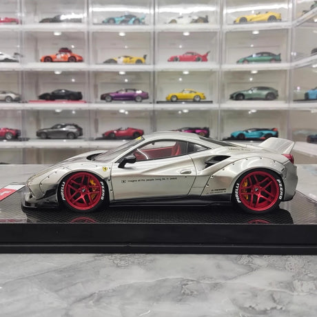 [Liberty Walk] 1:18 Ferrari 2018 488 LBWK Silver Model Car Resin