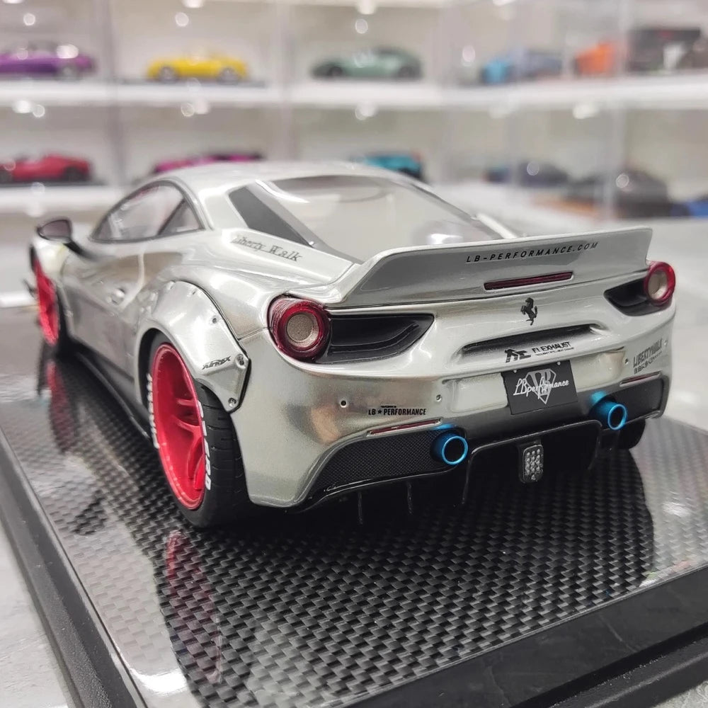 [Liberty Walk] 1:18 Ferrari 2018 488 LBWK Silver Model Car Resin