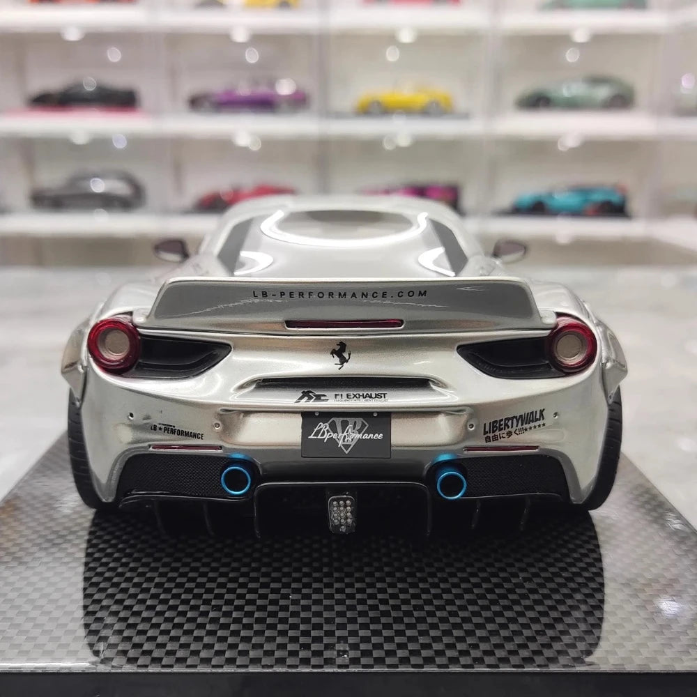 [Liberty Walk] 1:18 Ferrari 2018 488 LBWK Silver Model Car Resin