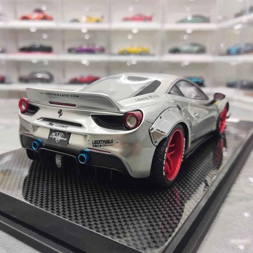 [Liberty Walk] 1:18 Ferrari 2018 488 LBWK Silver Model Car Resin