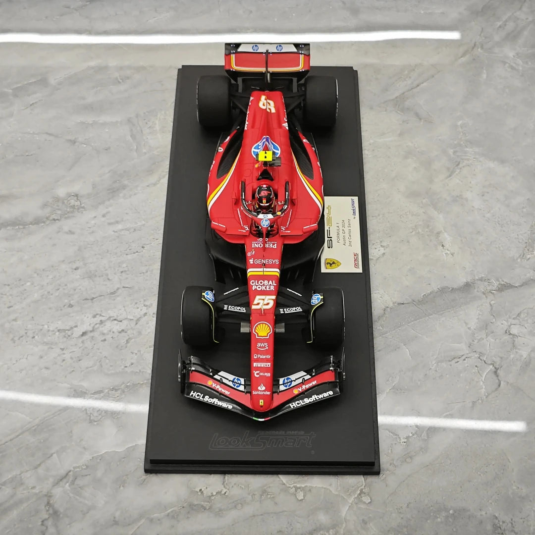 1:18 Ferrari 2024 SF-24 #55 미국 GP 오스틴 카를로스 사인즈 F1 룩 스마트 제작 레진 모델 자동차 - 뷰 2