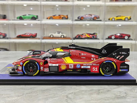 Ferrari 2025 499P AF 코르세 3위 #51 1:18 24시간 르망 레진 수집 모델 - 뷰 5
