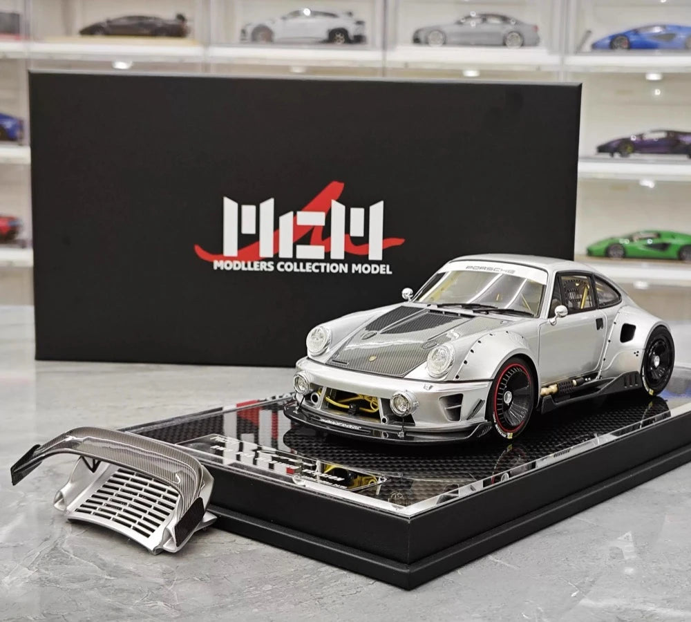 [MCM] 1:18 Porsche 1990 964 RWB Widebody Silver Model Car Resin