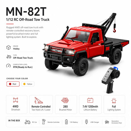 MN MN-82T 1:12 شاحنة سحب RC زاحف تلامس سيارة RC سيارة 4WD RTR RC