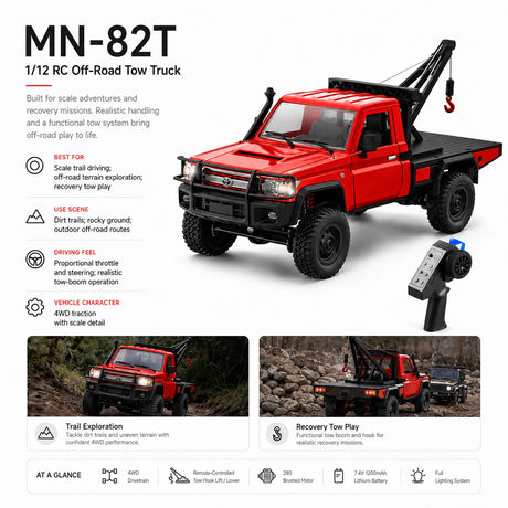 MN MN-82T 1:12 شاحنة سحب RC زاحف تلامس سيارة RC سيارة 4WD RTR RC