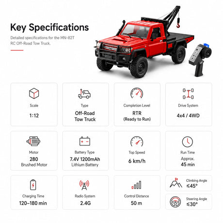 MN MN-82T 1:12 شاحنة سحب RC زاحف تلامس سيارة RC سيارة 4WD RTR RC