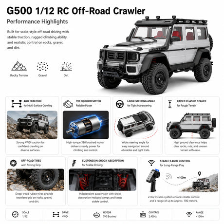 MN MN-86S 1:12 Mercedes-Benz G500 RC الزاحف الذي تعرضت لفرشاة سيارة RC سيارة 4WD RTR RC