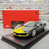 [MR Collection] 1:18 Ferrari 2021 296 GTB Racing Stripe Gray & Yellow Model Car Resin