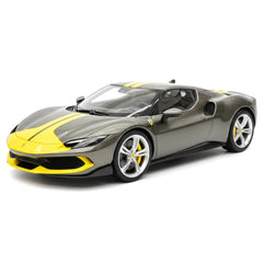 [MR Collection] 1:18 Ferrari 2021 296 GTB Racing Stripe Gray & Yellow Model Car Resin