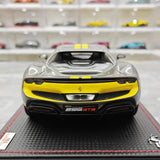 [MR Collection] 1:18 Ferrari 2021 296 GTB Racing Stripe Gray & Yellow Model Car Resin
