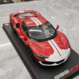 [MR Collection] 1:18 Ferrari 2021 296 GTB Racing Stripe Red & White Model Car Resin