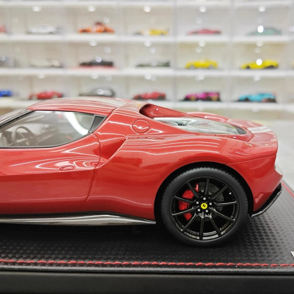 [MR Collection] 1:18 Ferrari 2021 296 GTB Racing Stripe Red & White Model Car Resin