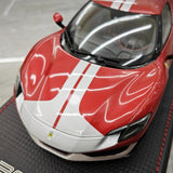 [MR Collection] 1:18 Ferrari 2021 296 GTB Racing Stripe Red & White Model Car Resin