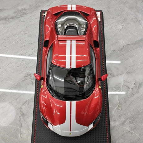 [MR Collection] 1:18 Ferrari 2021 296 GTB Racing Stripe Red & White Model Car Resin