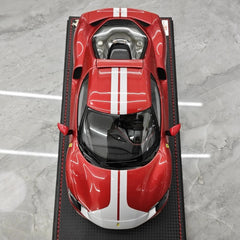 [MR Collection] 1:18 Ferrari 2021 296 GTB Racing Stripe Red & White Model Car Resin