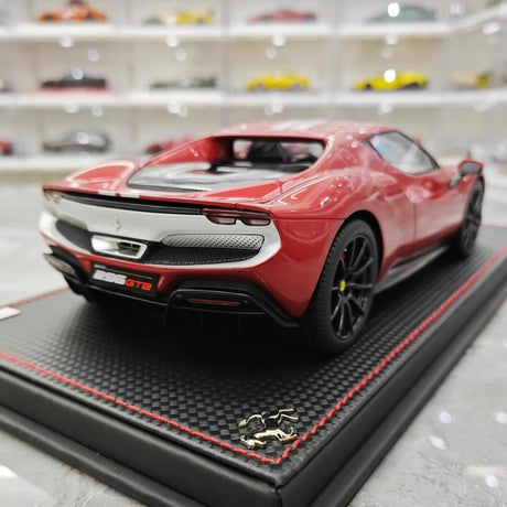 [MR Collection] 1:18 Ferrari 2021 296 GTB Racing Stripe Red & White Model Car Resin