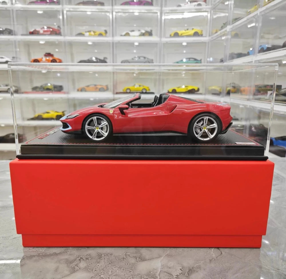 [MR Collection] 1:18 Ferrari 2021 296 GTB Racing Stripe Roadster röd blå modellbil resin