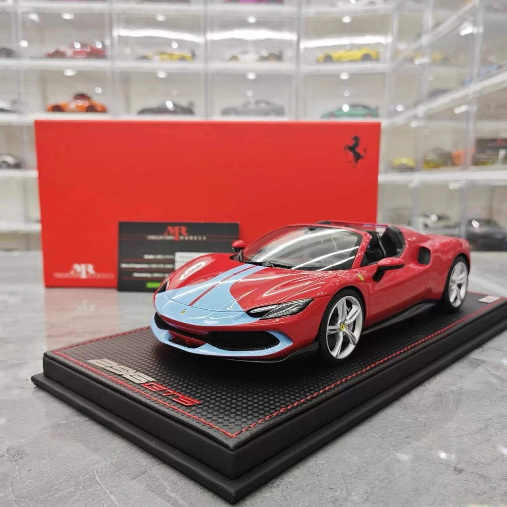 [MR Collection] 1:18 Ferrari 2021 296 GTB Racing Stripe Roadster Red Blue Model Car Resin