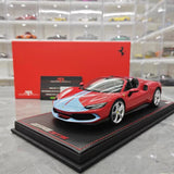 [MR Collection] 1:18 Ferrari 2021 296 GTB Racing Stripe Roadster Red Blue Model Car Resin