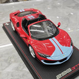 [MR Collection] 1:18 Ferrari 2021 296 GTB Racing Stripe Roadster Red Blue Model Car Resin