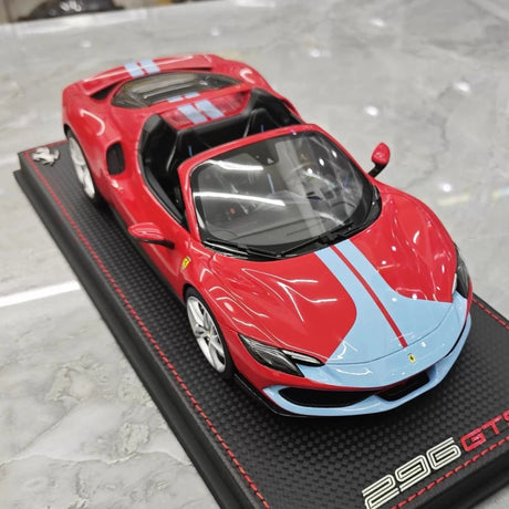 [MR Collection] 1:18 Ferrari 2021 296 GTB Racing Stripe Roadster Red Blue Model Car Resin