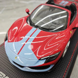 [MR Collection] 1:18 Ferrari 2021 296 GTB Racing Stripe Roadster Red Blue Model Car Resin