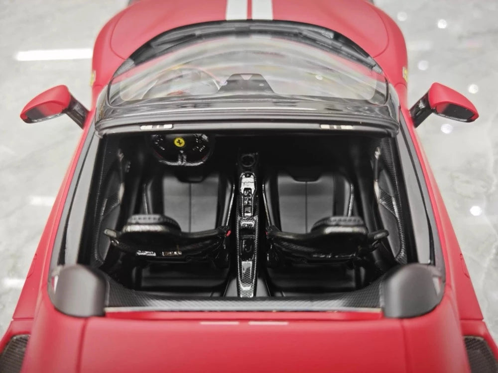 [MR Collection] 1:18 Ferrari 2021 296 GTB Racing Stripe Roadster Matte Red Model Car Resin