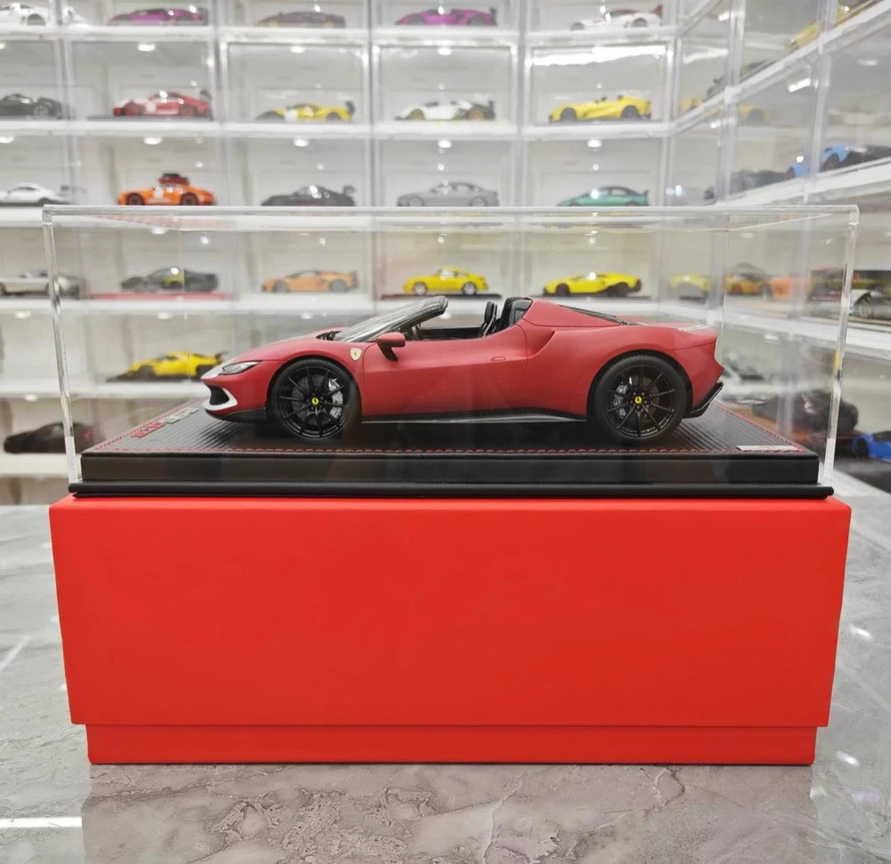 [MR Collection] 1:18 Ferrari 2021 296 GTB Racing Stripe Roadster Matte Red Model Car Resin
