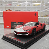 [MR Collection] 1:18 Ferrari 2021 296 GTB Racing Stripe Roadster Matte Red Model Car Resin