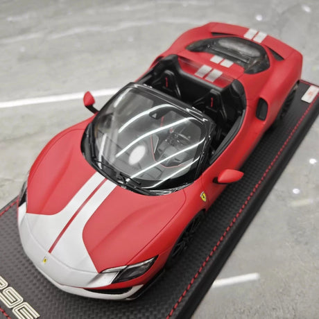 [MR Collection] 1:18 Ferrari 2021 296 GTB Racing Stripe Roadster Matte Red Model Car Resin