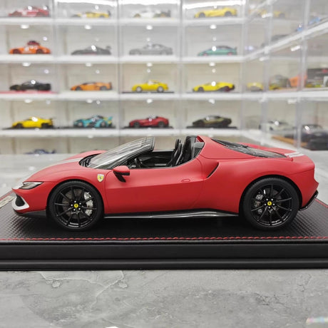 [MR Collection] 1:18 Ferrari 2021 296 GTB Racing Stripe Roadster Matte Red Model Car Resin