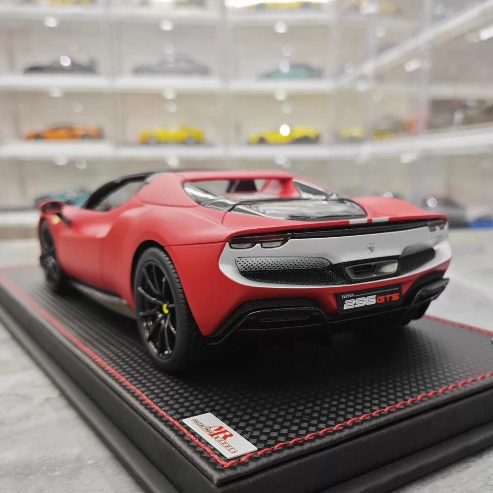 [MR Collection] 1:18 Ferrari 2021 296 GTB Racing Stripe Roadster Matte Red Model Car Resin