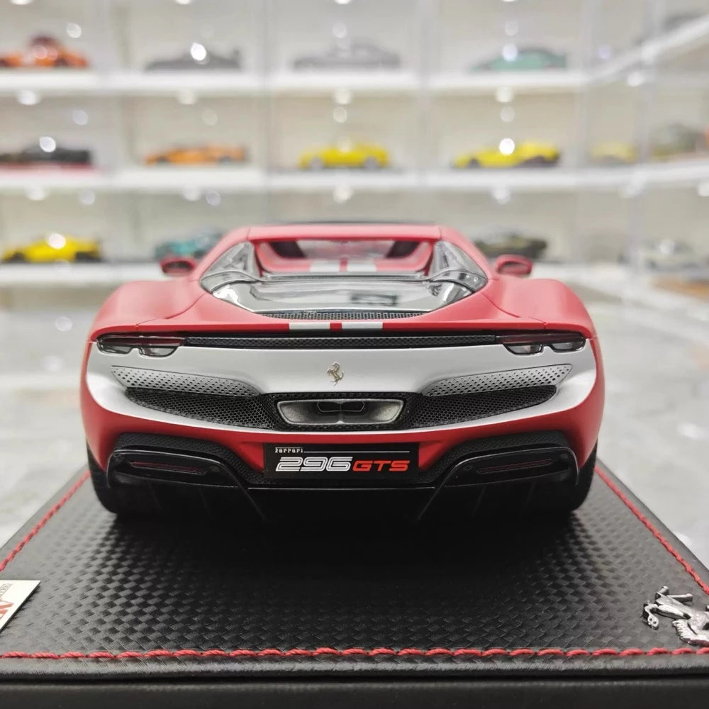 [MR Collection] 1:18 Ferrari 2021 296 GTB Racing Stripe Roadster Matte Red Model Car Resin