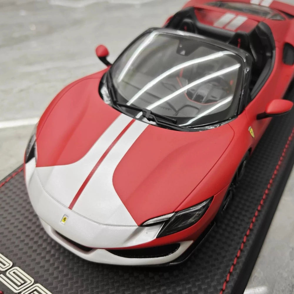[MR Collection] 1:18 Ferrari 2021 296 GTB Racing Stripe Roadster Matte Red Model Car Resin