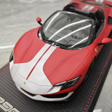 [MR Collection] 1:18 Ferrari 2021 296 GTB Racing Stripe Roadster Matte Red Model Car Resin