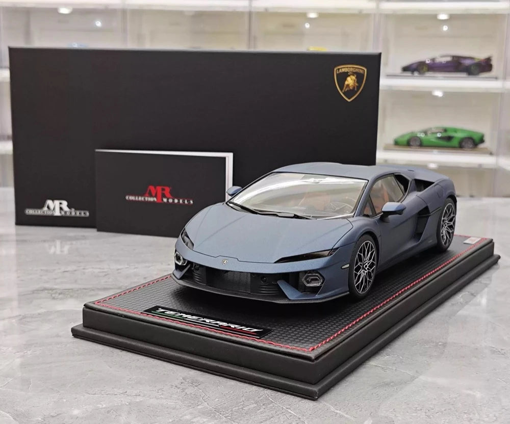 [MR collection] 1:18 Lamborghini 2025 Temerario mat bleu voiture miniature Resin