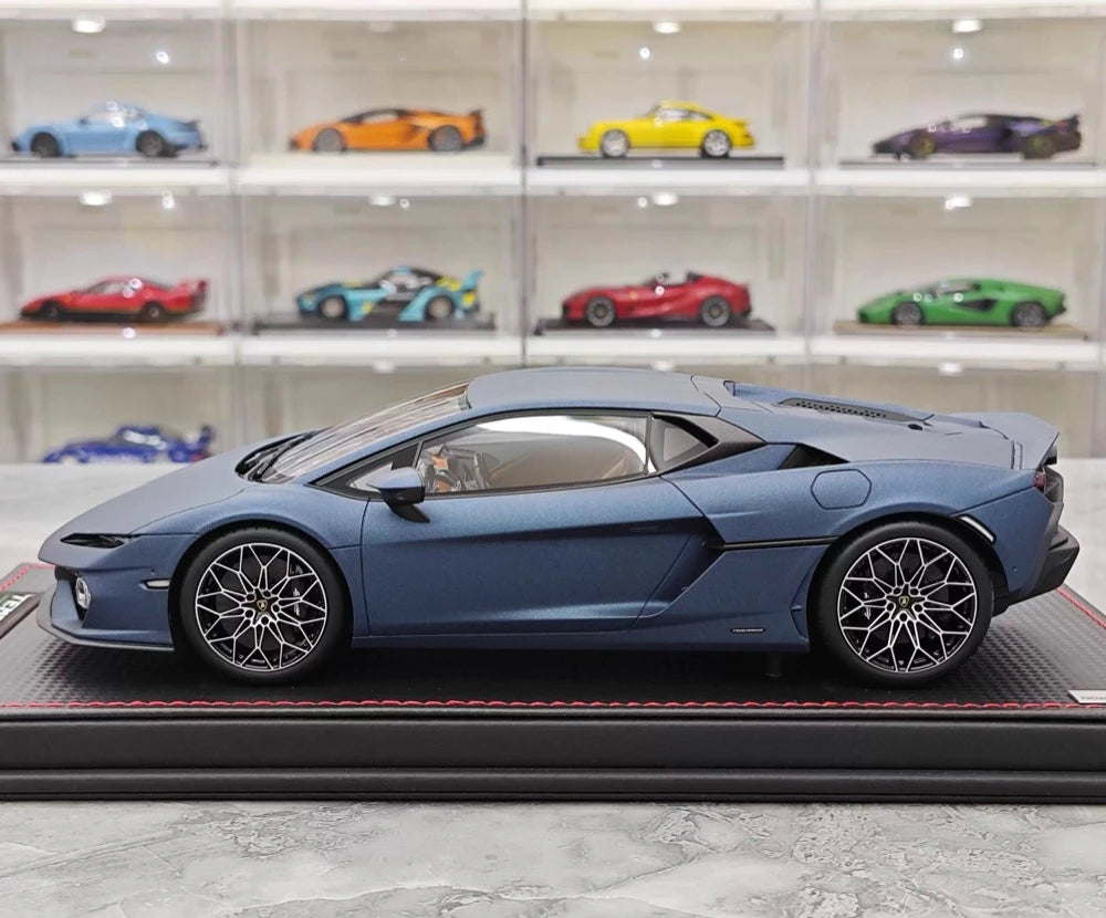 [MR collection] 1:18 Lamborghini 2025 Temerario mat bleu voiture miniature Resin
