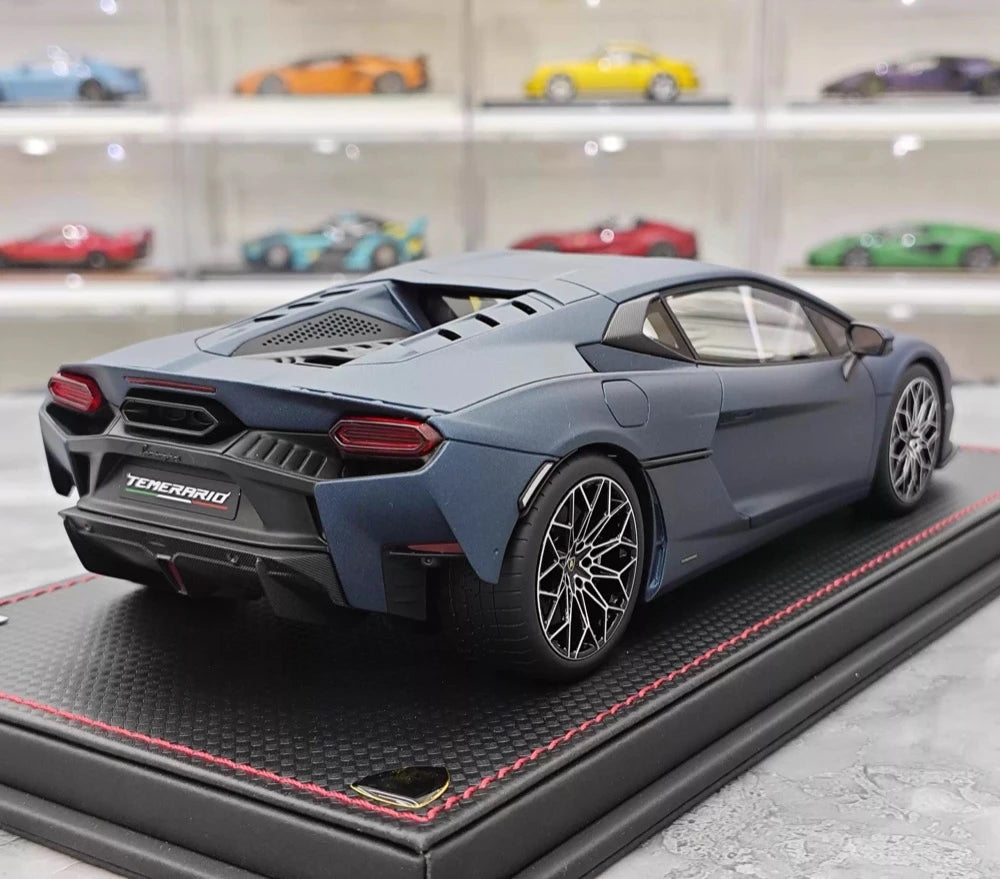 [MR collection] 1:18 Lamborghini 2025 Temerario mat bleu voiture miniature Resin