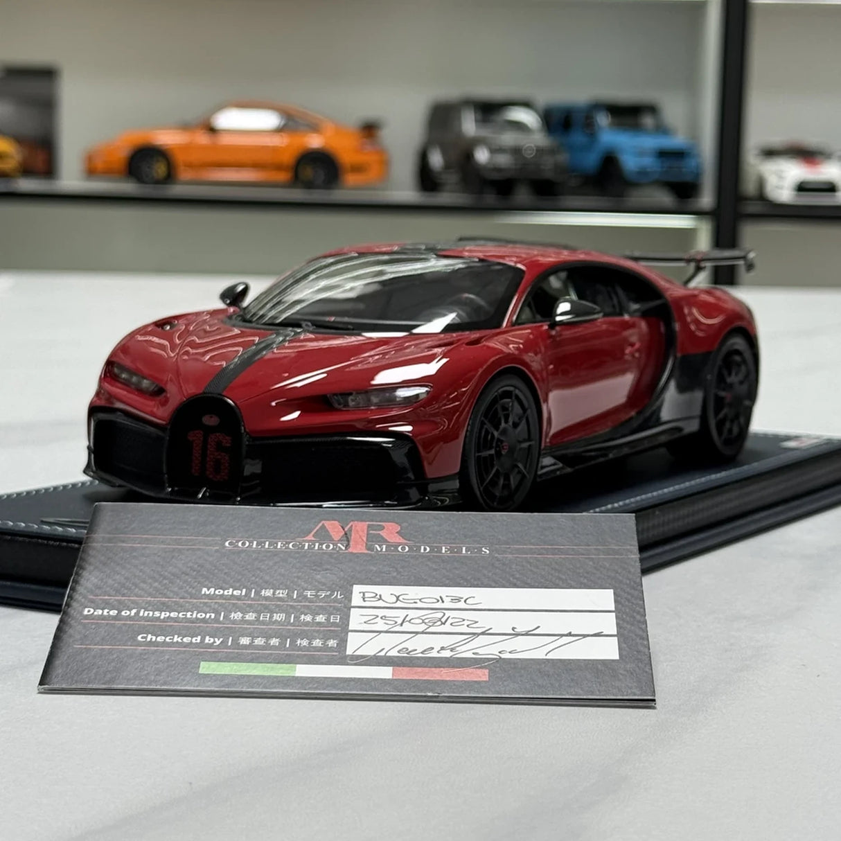 MR Collection Bugatti 2020 Chiron Pur Sport rood 1:18 – Collectible resin Model resin