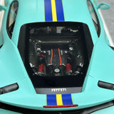 MR Colección Ferrari 2018 488 Pista Matte Tiffany Blue Racing Stripe 1:18 – Resina de Colección de Modelos de Resina (MR Collection)