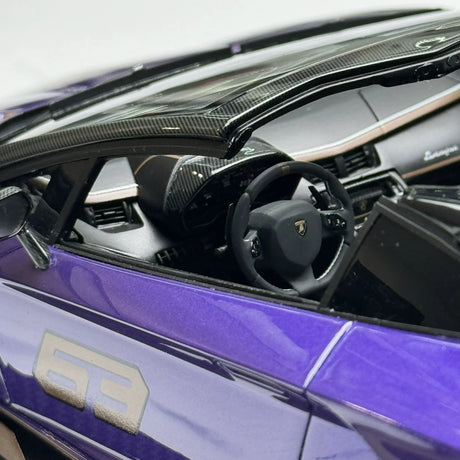 MR kokoelma Lamborghini 2018 Aventador SVJ Purple 1:18 – keräilyhartsimallihartsi (MR Collection)