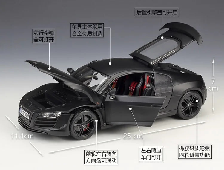 [Maisto] 1:18 Audi 2006 R8 GT Black Model Car Die-Cast