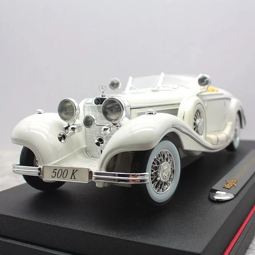 Maisto Mercedes-Benz 1936 500 K Special Roadster branco 1:18 – modelo de exposição em metal fundido