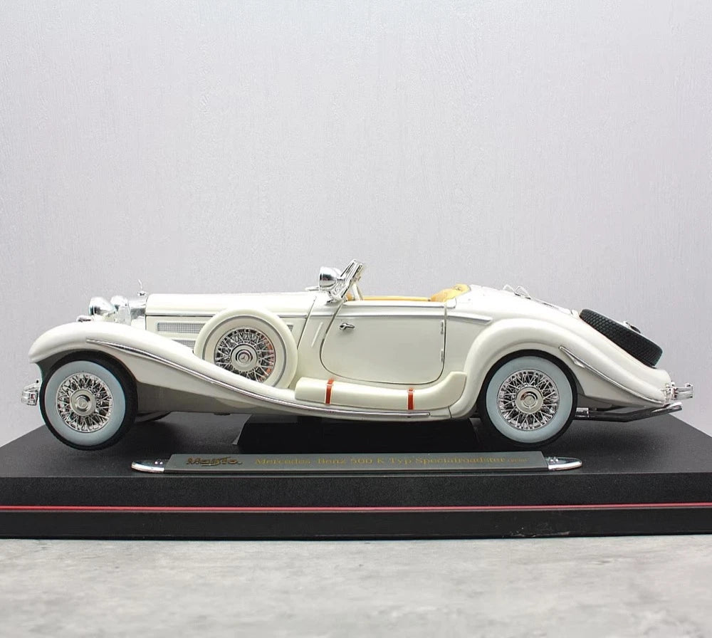 Maisto Mercedes-Benz 1936 500 K Special Roadster branco 1:18 – modelo de exposição em metal fundido